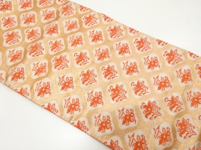 アンティーク　菱に花模様織り出し名古屋帯（着用可）
